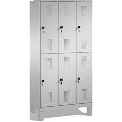 EVOLO Garderobenschrank, doppelstöckig, mit Füßen, 3 Abteile, je 2 Fächer, Abtei