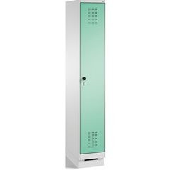 EVOLO Garderobenschrank, mit Sockel, 1 Abteil, Abteilbreite 300 mm, lichtgrau /
