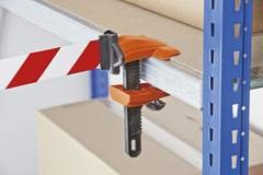 Gurtabsperrung für innen, Bandauszug max. 9000 mm, rot / weiß.