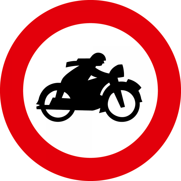 §52/6b Fahrverbot für Motorräder flach Scotchlite Typ1 | Flach