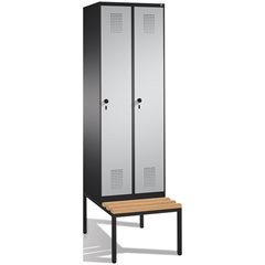 EVOLO Garderobenschrank, mit Sitzbank, 2 Abteile, Abteilbreite 300 mm, schwarzgr