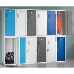 Kombi-Schließfachschrank Amsterdam, Einzelmodul, lichtgrau / enzianblau, Breite 400 mm, Zylinderschl