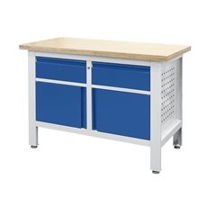 Werkbank, 2 Schubladen, 2 Türen, BxT 1200 x 600 mm.