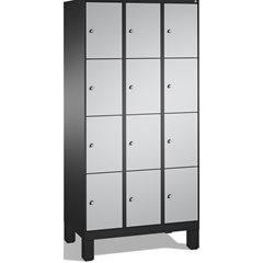 EVOLO Fächerschrank, mit Füßen, 3 Abteile, je 4 Fächer, Abteilbreite 300 mm, sch