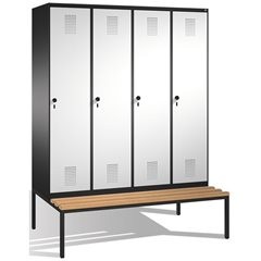 EVOLO Garderobenschrank, mit Sitzbank, 4 Abteile, Abteilbreite 400 mm, schwarzgr