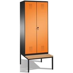 EVOLO Garderobenschrank, zueinander schlagende Türen, mit Sitzbank, 2 Abteile, A