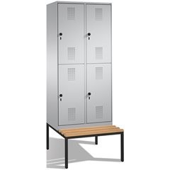 EVOLO Garderobenschrank, doppelstöckig, mit Sitzbank, 2 Abteile, je 2 Fächer, Ab