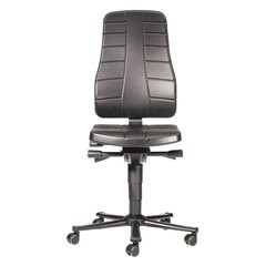 Arbeitsdrehstuhl All-in-One, mit Rollen, Kunstleder, schwarz.