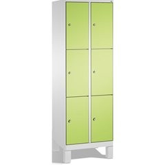 EVOLO Fächerschrank, mit Füßen, 2 Abteile, je 3 Fächer, Abteilbreite 300 mm, lic