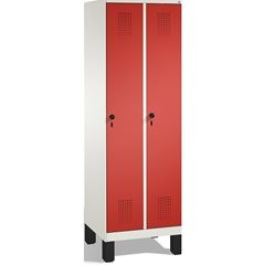 EVOLO Garderobenschrank, mit Füßen, 2 Abteile, Abteilbreite 300 mm, verkehrsweiß