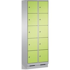 EVOLO Fächerschrank, mit Sockel, 2 Abteile, je 5 Fächer, Abteilbreite 300 mm, we