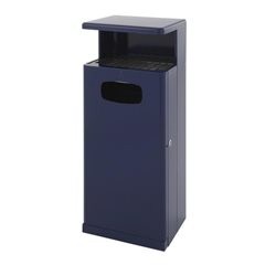 Abfallsammler mit Ascherdach, Aluminium, Volumen 55 l, BxHxT 345 x 1030 x 400 mm, blau.