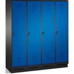 EVOLO Garderobenschrank, mit Sockel, 4 Abteile, Abteilbreite 400 mm, schwarzgrau