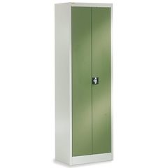 Magazinschrank, HxB 1950 x 600 mm, Tiefe 420 mm, Gehäuse lichtgrau, Türen resedagrün.