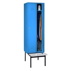Spind Berlin 2 Sitzbank, 2 Abteile, lichtblau, B 600 mm, untergebaut, Kunststoff.