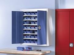 Magazinschrank mit Sichtlagerkästen, HxBxT 820 x 680 x 280 mm, einfarbig, grün, 42 Kästen, ab 3 Stk.