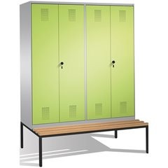 EVOLO Garderobenschrank, zueinander schlagende Türen, mit Sitzbank, 4 Abteile, A