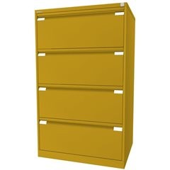 Hängeregistraturschrank, 2-bahnig, 4 Schübe, DIN A4, gelb.