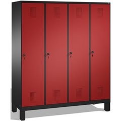 EVOLO Garderobenschrank, mit Füßen, 4 Abteile, Abteilbreite 400 mm, schwarzgrau