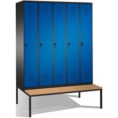 EVOLO Garderobenschrank, mit Sitzbank, 5 Abteile, Abteilbreite 300 mm, schwarzgr