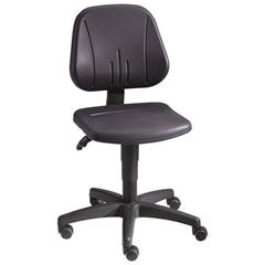 Arbeitsdrehstuhl, mit Gasfeder-Höhenverstellung, PU-Schaum, schwarz, mit Rollen.