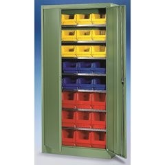 Magazinschrank, einfarbig, mit 32 Sichtlagerkästen, 7 Fachböden, grün, ab 3 Stk.
