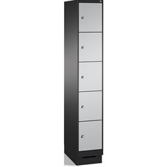 EVOLO Fächerschrank, mit Sockel, 1 Abteil, 5 Fächer, Abteilbreite 300 mm, schwar