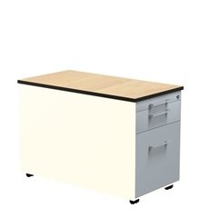 Schubladencontainer auf Rollen, HxT 523 x 800 mm, 1 Materialschub, 1 Hängeregistratur, reinweiß / al