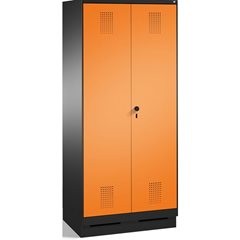 EVOLO Raumpflege-/Geräteschrank, verkürzte Trennwand, 6 Haken, Abteile 2 x 400 m