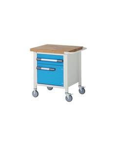 Fahrbare Werkbank Serie 8000, Gestellbauweise, 1 Schublade, 1 Tür, Ablageboden, BxT 1250 x 700 mm.