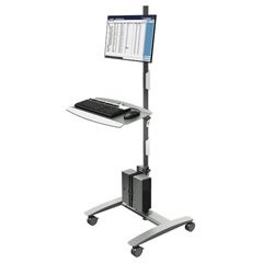 Dateneingabe-Trolley VIEWMATE COMBO, für Monitor, Tastatur, Small Form Factor PC, silber.