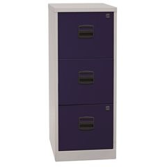 Hängeregistraturschrank PFA, 3 Schübe, lichtgrau / oxfordblau.