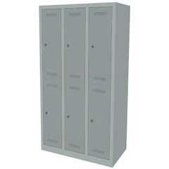 MonoBloc™ Garderobenschrank, doppelstöckig, Breite 900 mm, 3 Abteile, 6 Fächer,