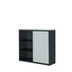 Querrollladenschrank, HxBxT 1180 x 1200 x 432 mm, Kunststoffplatte, 2 Fachböden,