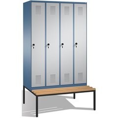 EVOLO Garderobenschrank, mit Sitzbank, 4 Abteile, Abteilbreite 300 mm, fernblau