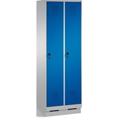 EVOLO Garderobenschrank, mit Sockel, 2 Abteile, Abteilbreite 300 mm, weißalumini