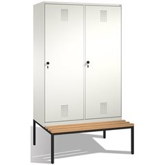 EVOLO Garderobenschrank, mit Sitzbank, Tür über 2 Abteile, 4 Abteile, 2 Türen, A