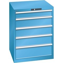 Schubladenschrank, 5 Schubladen, BxTxH 717 x 725 x 850 mm, grau metallic / lichtgrau, Schubladentrag