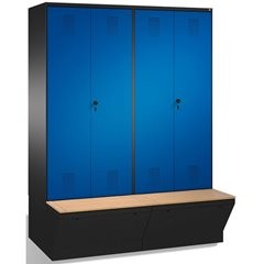 EVOLO Garderobenschrank, zueinander schlagende Türen, mit Aufbewahrungsbox, 4 Ab