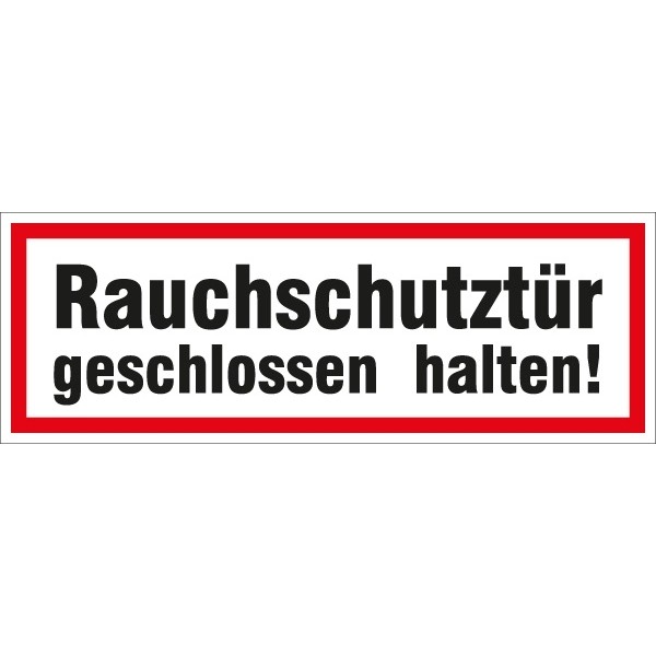 Hinweisschild Rauchschutztür 297x105/1.5mm