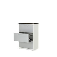 Hängeregistraturschrank, HPL-Vollkernplatte, 3 Auszüge, 2-bahnig, mit Dämpfung,
