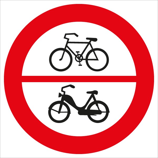 §52/8a Fahrverbot für Fahrräder und Motorfahrräder | flaches Verkehrszeichen