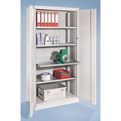 Materialschrank, Breite 950 mm, 4 Ausziehböden, Tür enzianblau.