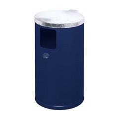 Außen-Abfallsammler aus Stahlblech, Volumen 30 l, HxØ 620 x 300 mm, enzianblau.