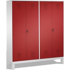 EVOLO Garderobenschrank, zueinander schlagende Türen, 4 Abteile, Abteilbreite 40