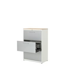 Hängeregistraturschrank, Kunststoffplatte, 3 Auszüge, 2-bahnig, mit Dämpfung, re