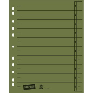 Trennblatt, Kraftkarton (RC), 1-10, Eurolochung, A4, grün