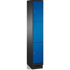 EVOLO Fächerschrank, mit Sockel, 1 Abteil, 3 Fächer, Abteilbreite 300 mm, schwar