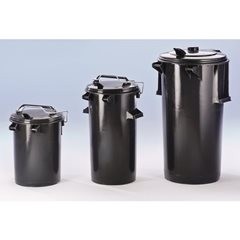 System-Mülltonne aus Kunststoff, mit Bügel und Deckel, anthrazit, Volumen 50 l.