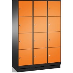 EVOLO Fächerschrank, mit Sockel, 3 Abteile, je 4 Fächer, Abteilbreite 400 mm, sc